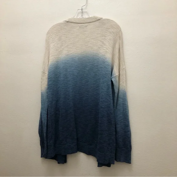 Sonoma W Size L Cream/Blue Color-Block Drop Shoulder Open-Front Cardigan Sweater - Picture 9 of 9